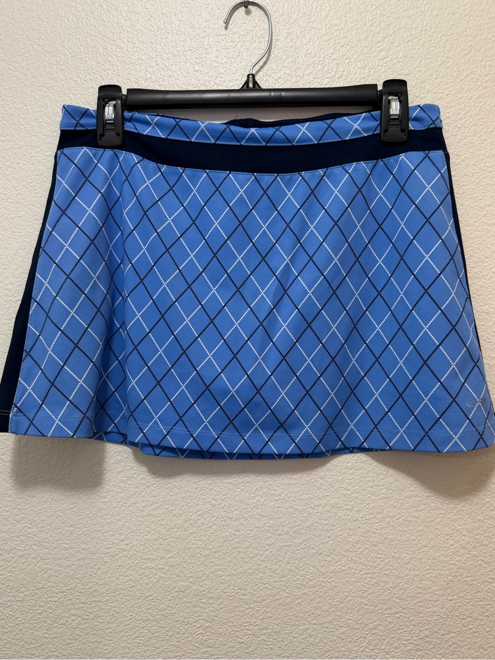 Champion Blue Argyle Golf Skort with Contrast Waistband, lined, small